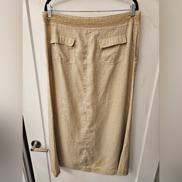 NWT - Linen E•COL•O•GIE Tan Midi Skirt - Size 14 - Picture 4 of 9